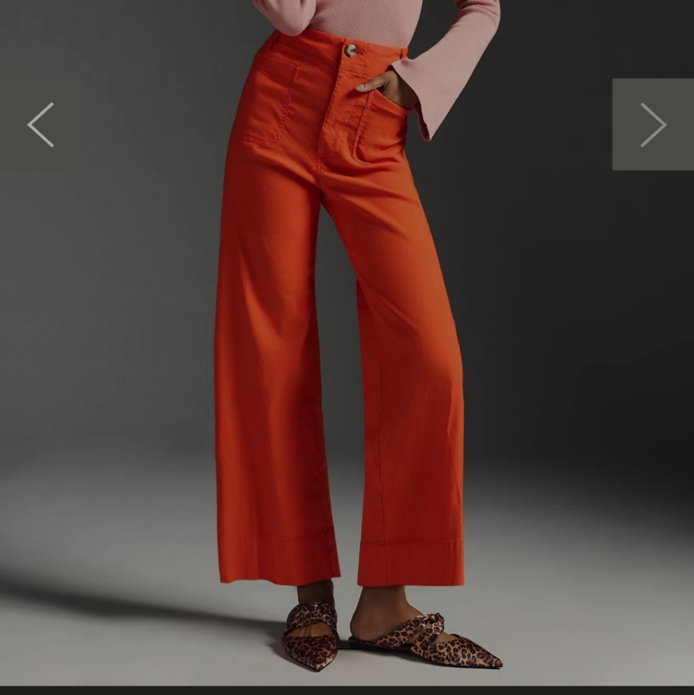 Anthropologie Maeve Collette Wide Leg Corduroy Pants sz 16 Red baby!